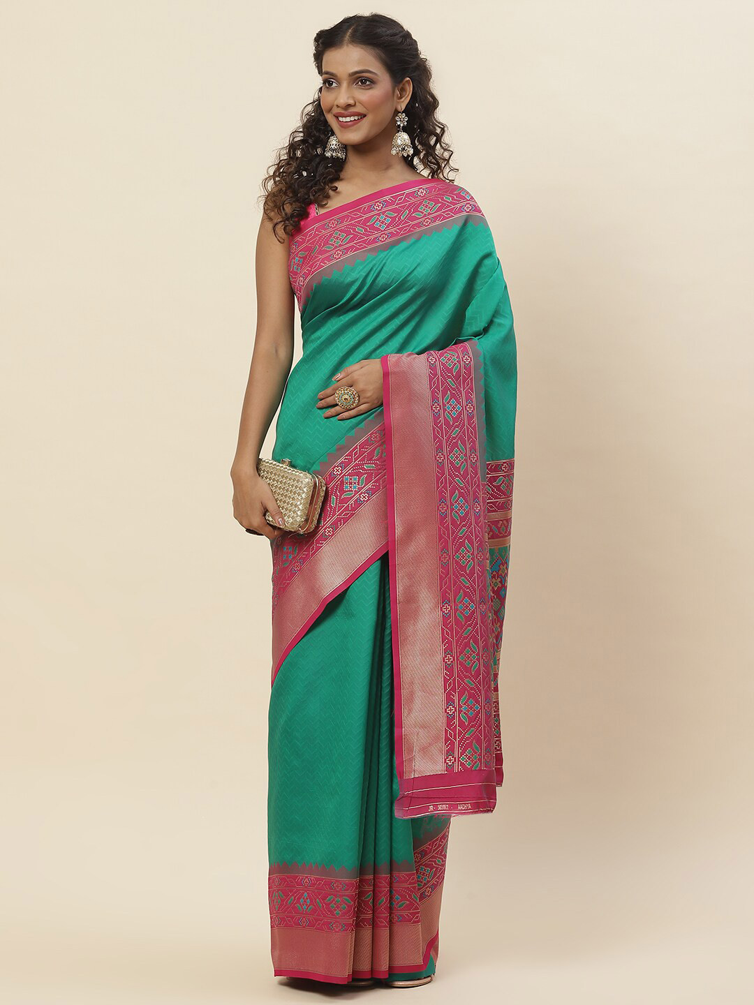 

Meena Bazaar Woven Design Zari Art Silk Saree, Green