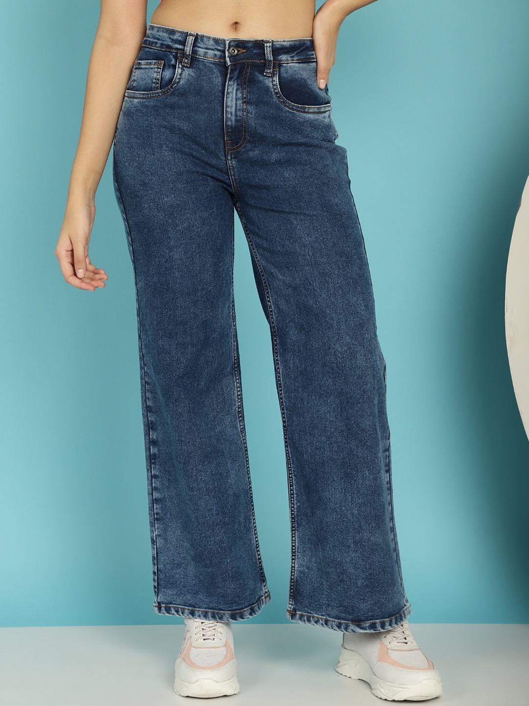 

Roadster Women Blue Wide Leg Stretchable Clean Look Jeans
