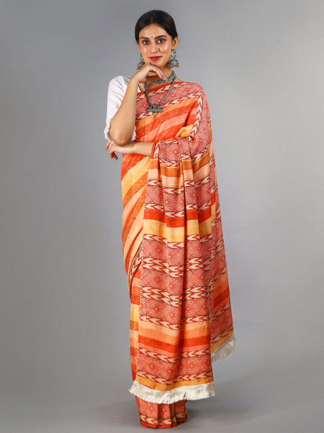 

BUTA BUTI Pure Cotton Bandhani Saree, Red