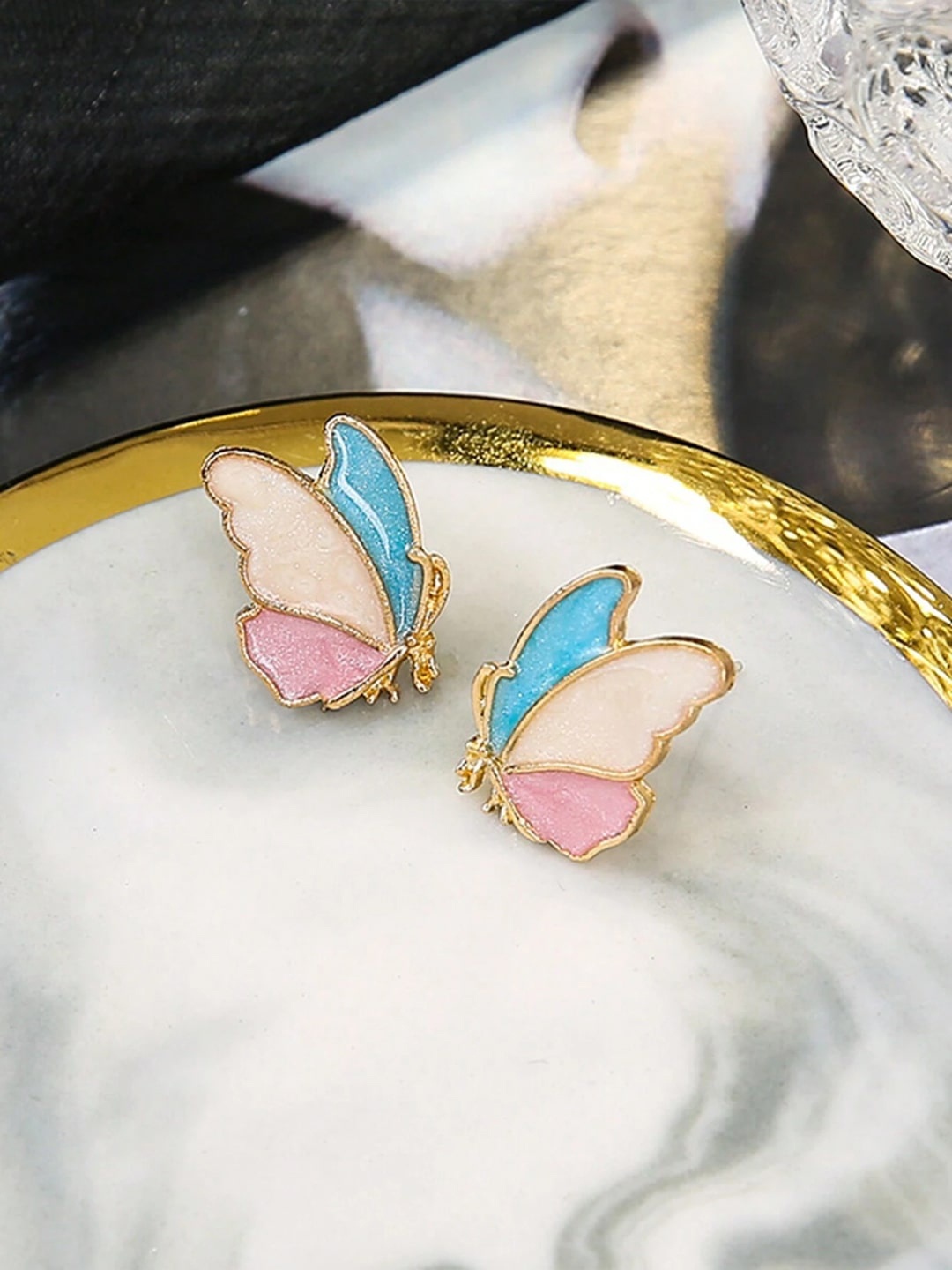 

VAGHBHATT Gold Plated Butterfly Stud Earrings