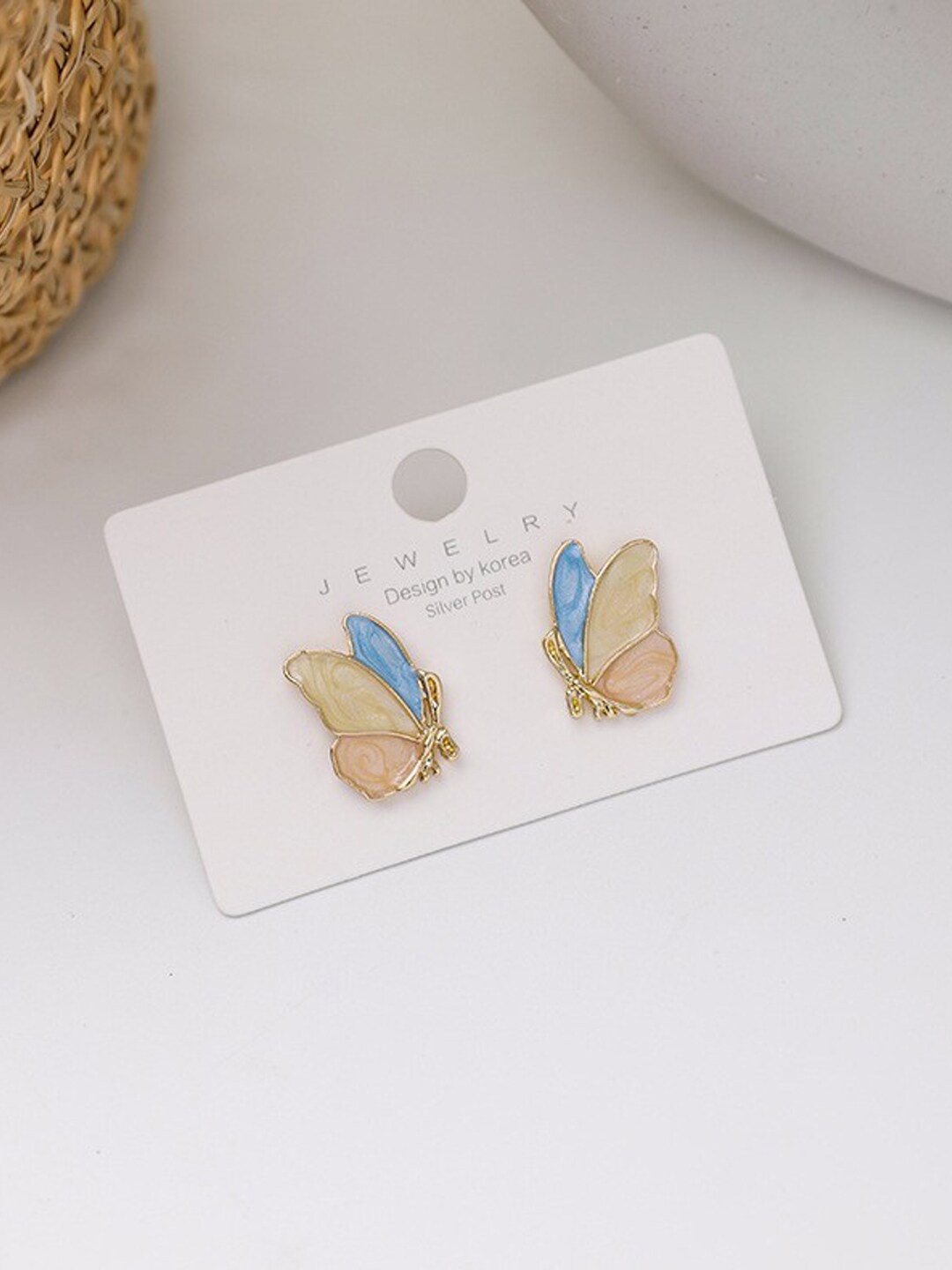 

VAGHBHATT Gold-Plated Stone-Studded Butterfly Earrings