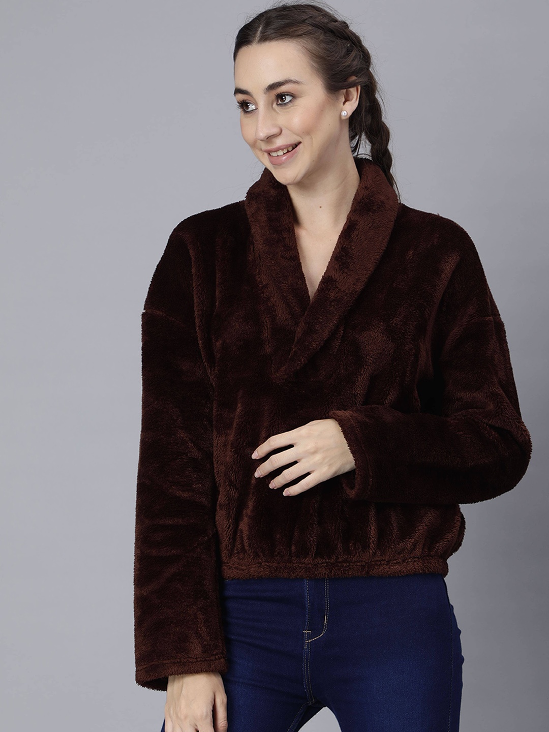 

Pritla Lapel Collar Faux Fur Trim Tailored Jacket, Brown