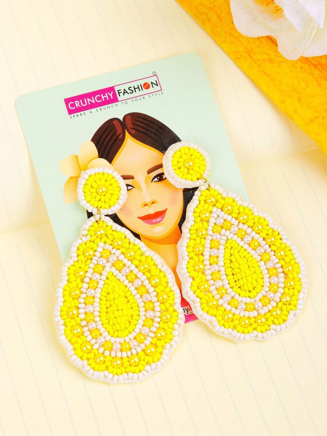 

Crunchy Fashion Teardrop Shaped Drop Earrings, Yellow