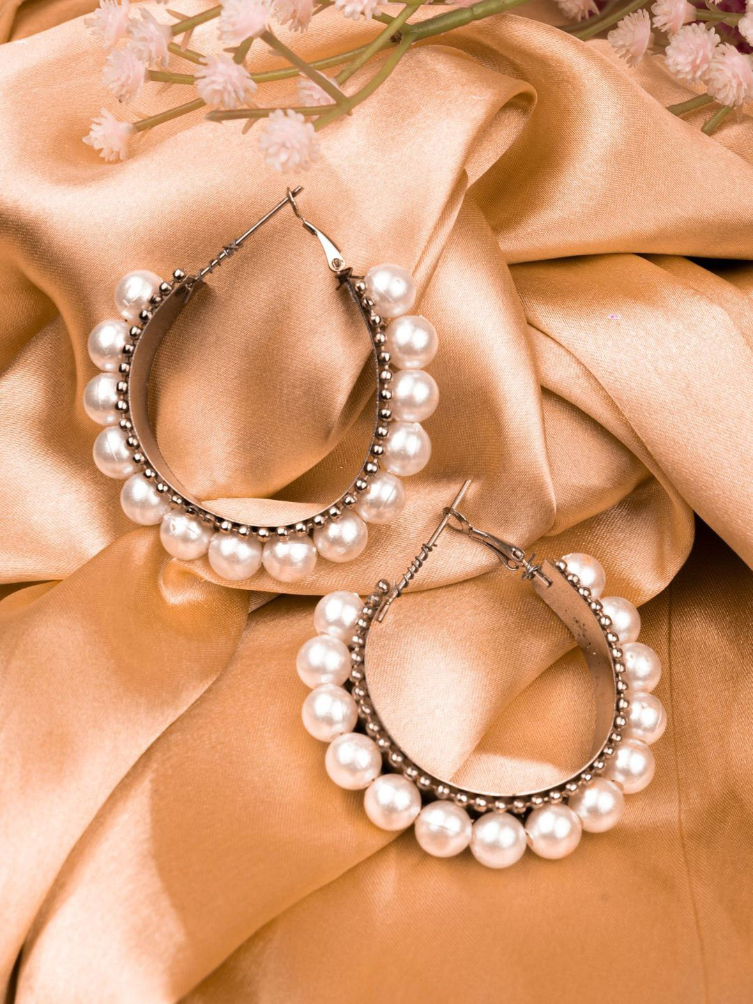 

Crunchy Fashion Silver-Plated Circular Hoop Earrings