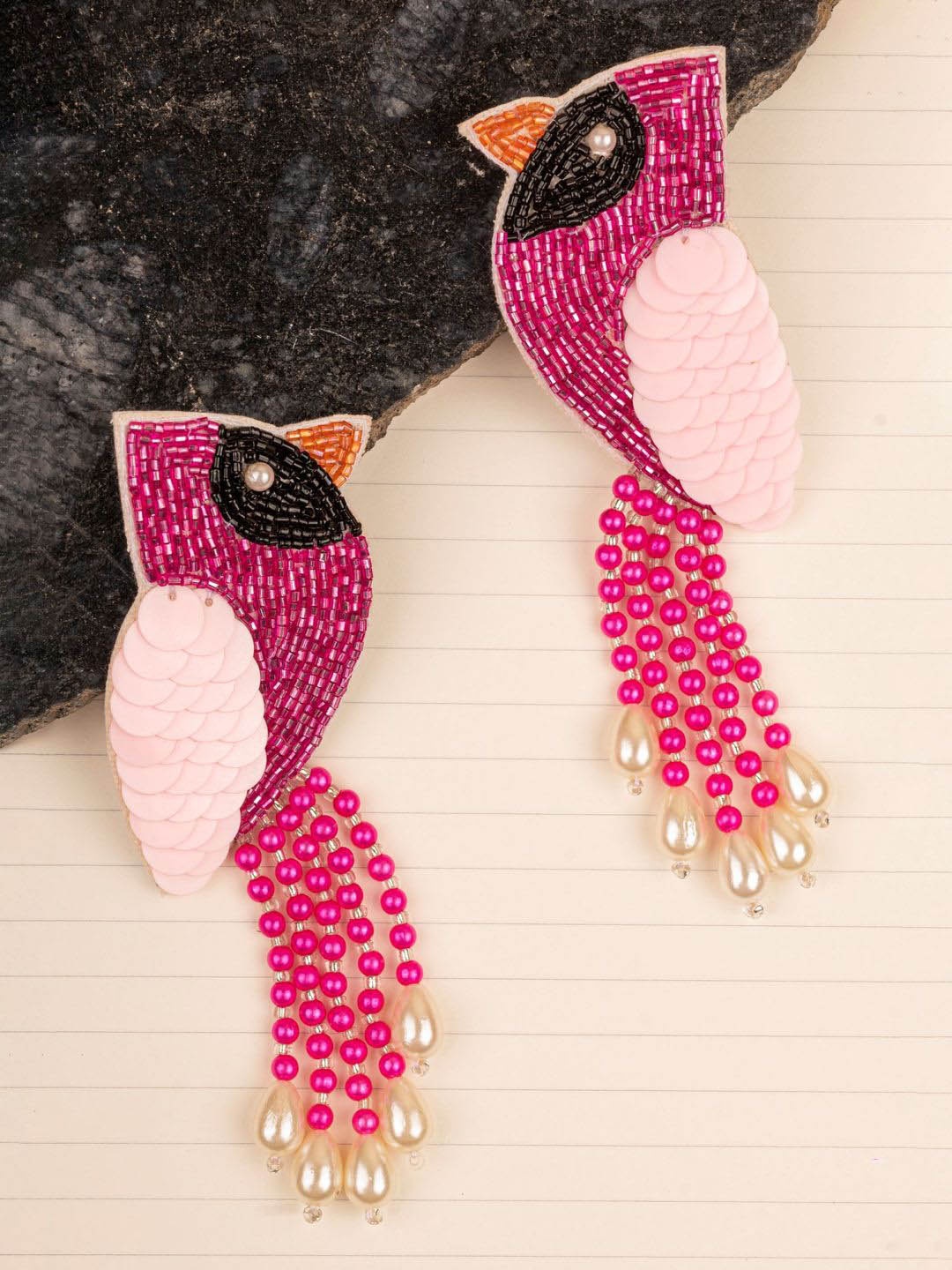 

Crunchy Fashion Contemporary Drop Earrings, Magenta