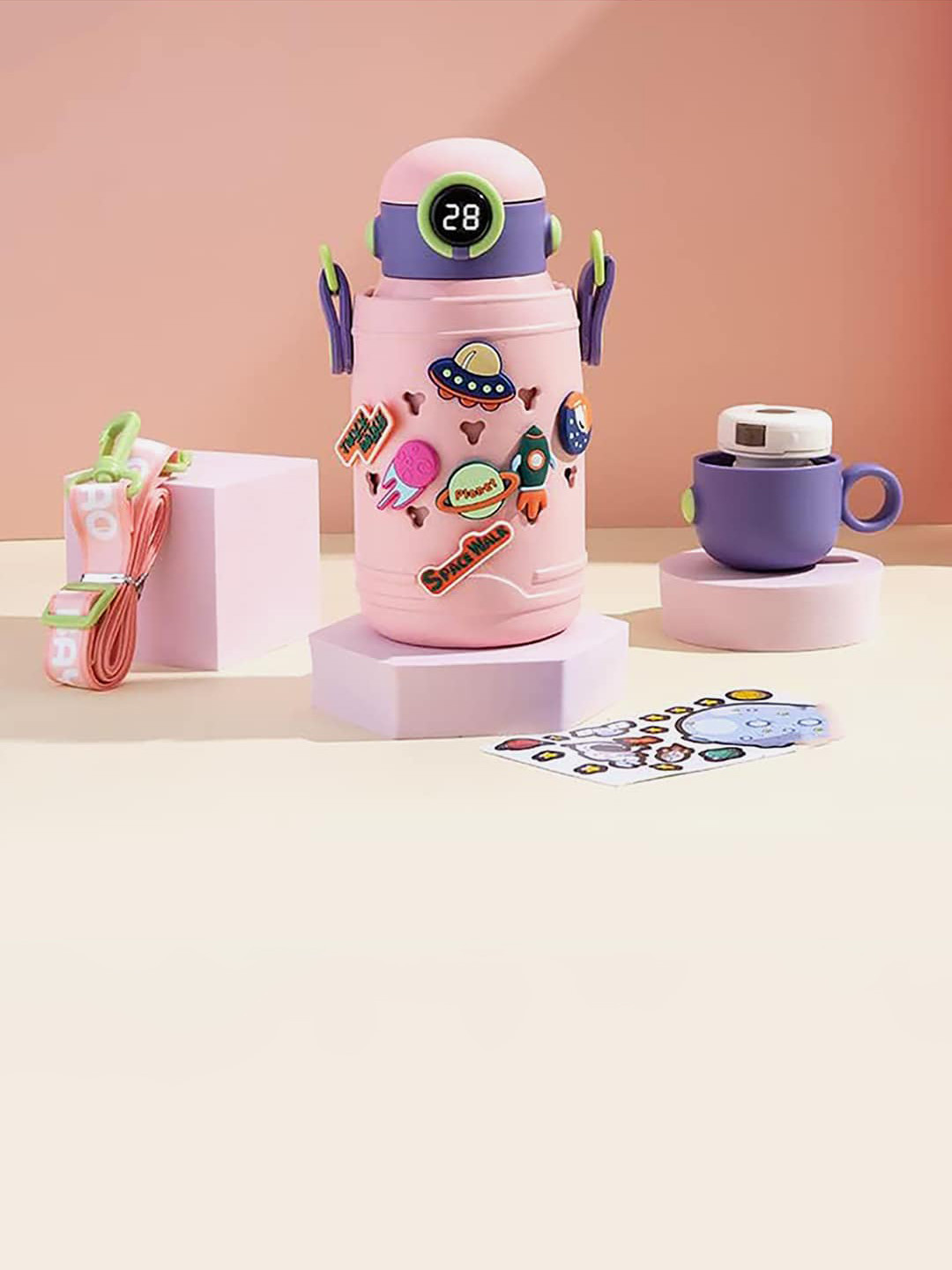 

Little Surprise Box LLP Pink Stainless Steel Water Bottle & Thick Strap 500 ml