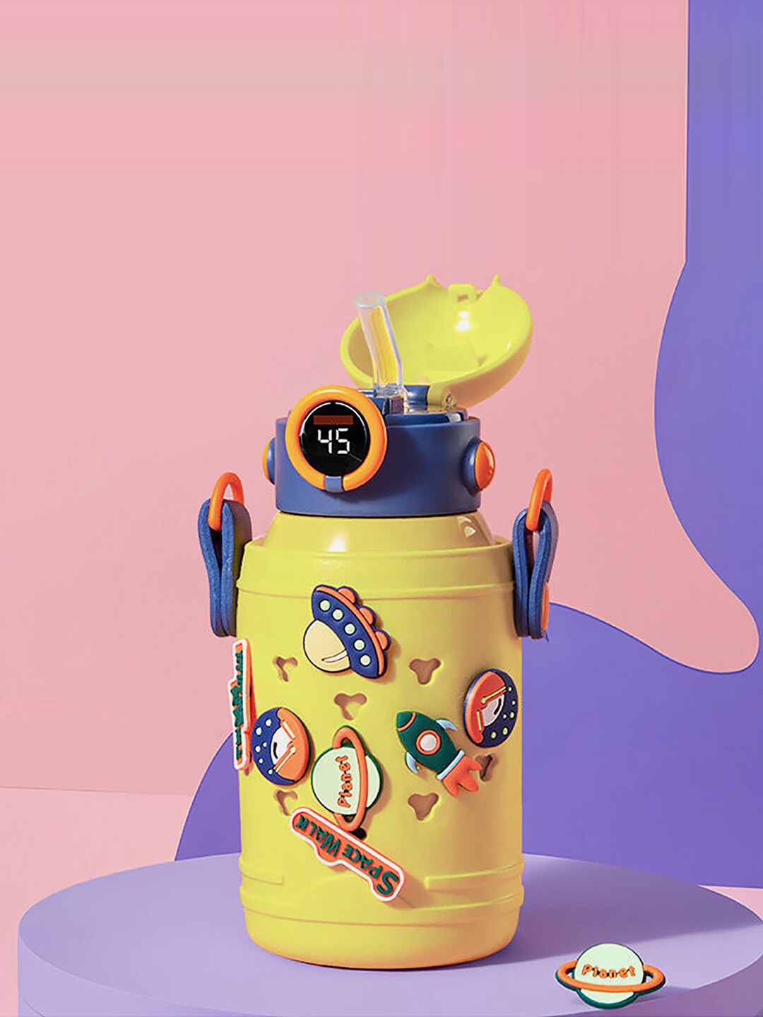 

Little Surprise Box LLP Kids Yellow Planet Stainless Steel BPA Free Water Bottle-500 ml