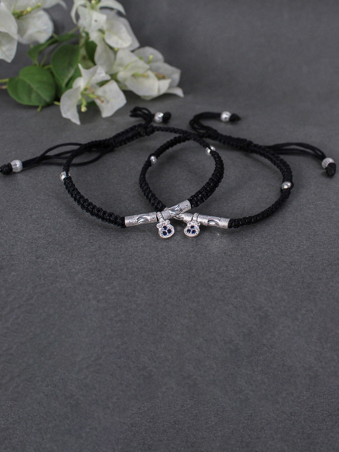 

BeAbhika Set Of 2 Adjustable Anklet, Black