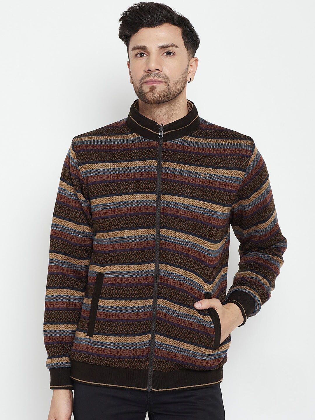 

Okane Mock Collar Reversible Bomber Jacket, Khaki