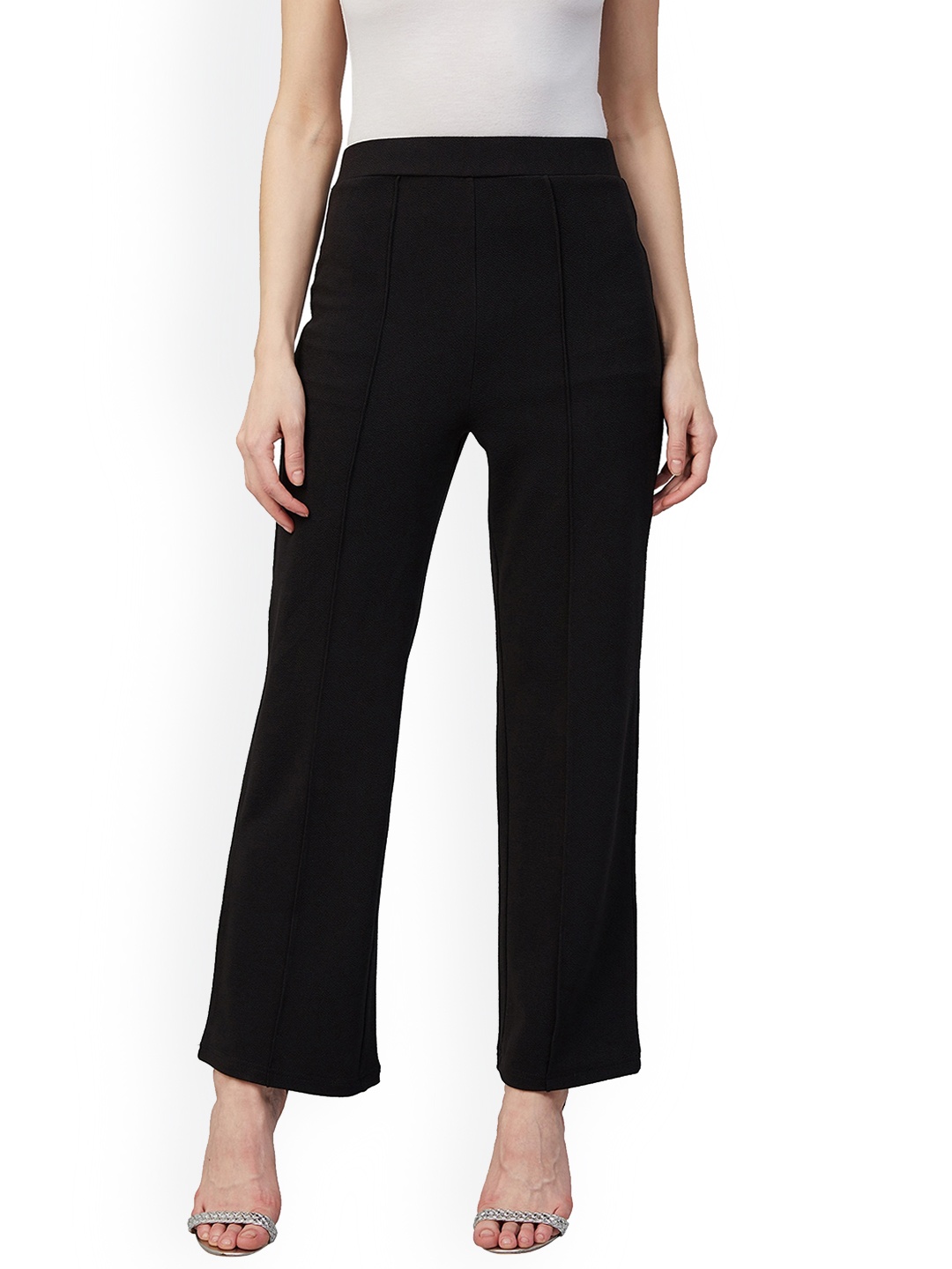 

Chemistry Women Flared High-Rise Trousers, Black