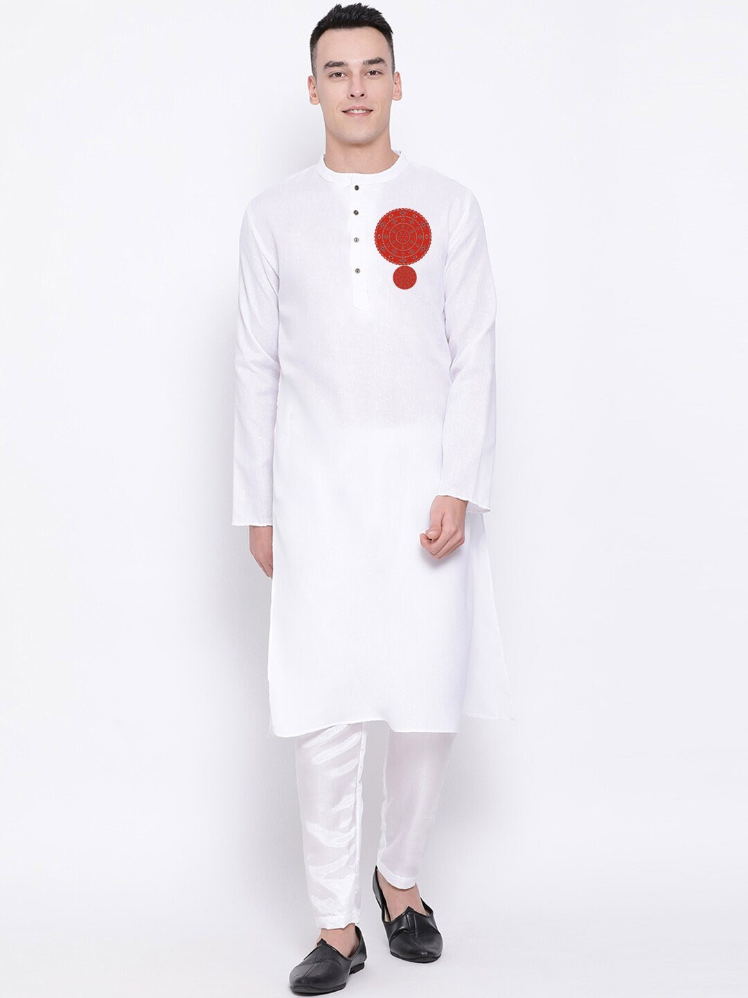 

DEVOILER Ethnic Motifs Printed Regular Kurta with Pyjamas, White