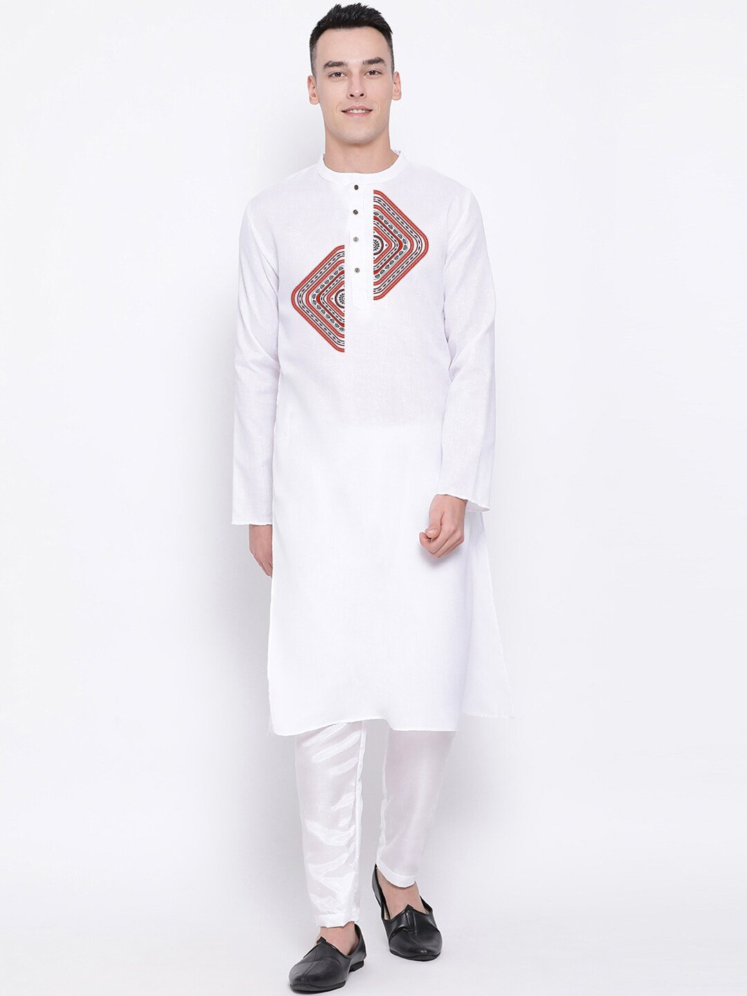 

DEVOILER Ethnic Motifs Printed Straight Kurta With Pyjamas, White