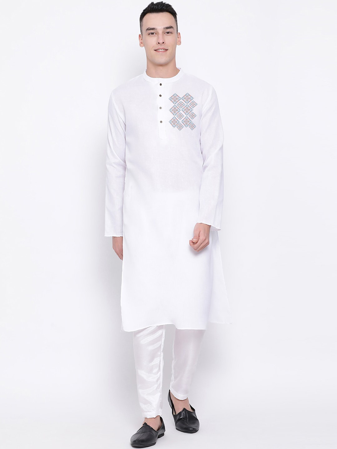 

DEVOILER Ethnic Motifs Printed Regular Kurta With Pyjama, White