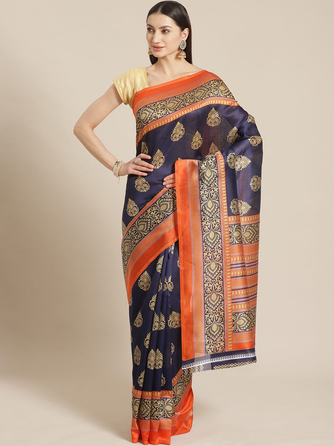 

KALINI Ethnic Motifs Printed Saree, Blue
