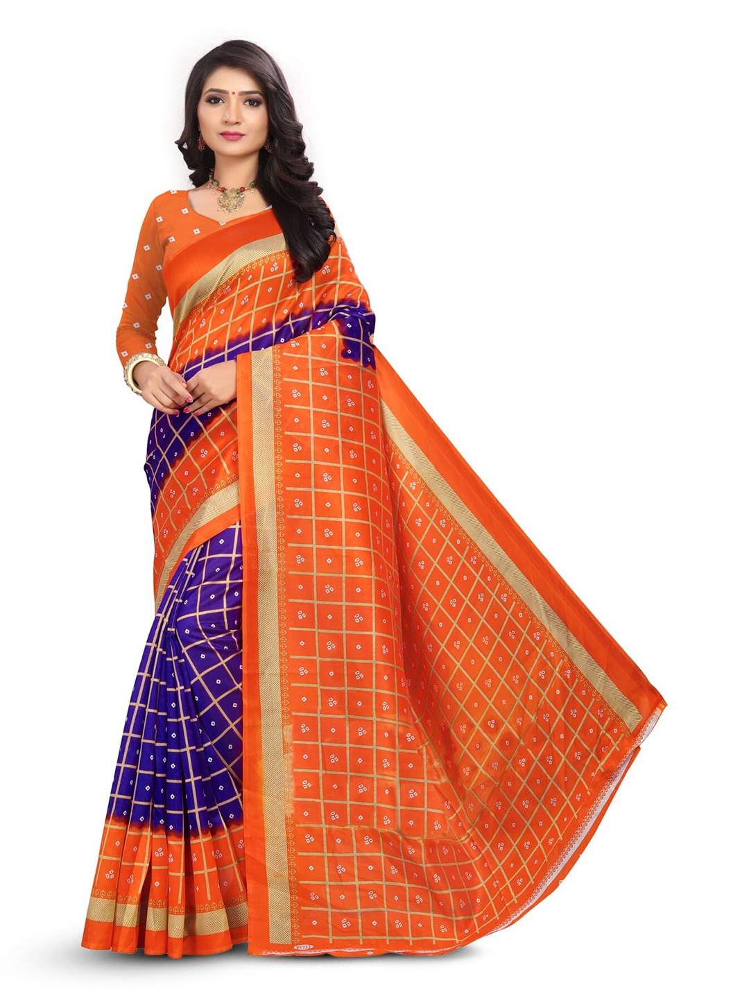 

KALINI Checked Saree, Blue