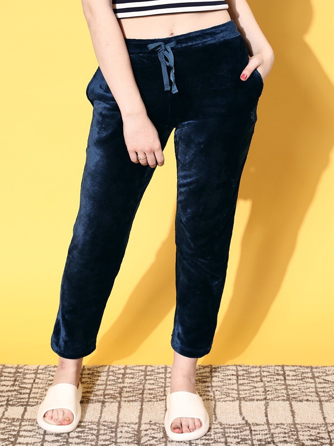 

Sweet Dreams Women Navy Blue Mid Rise Lounge Pant