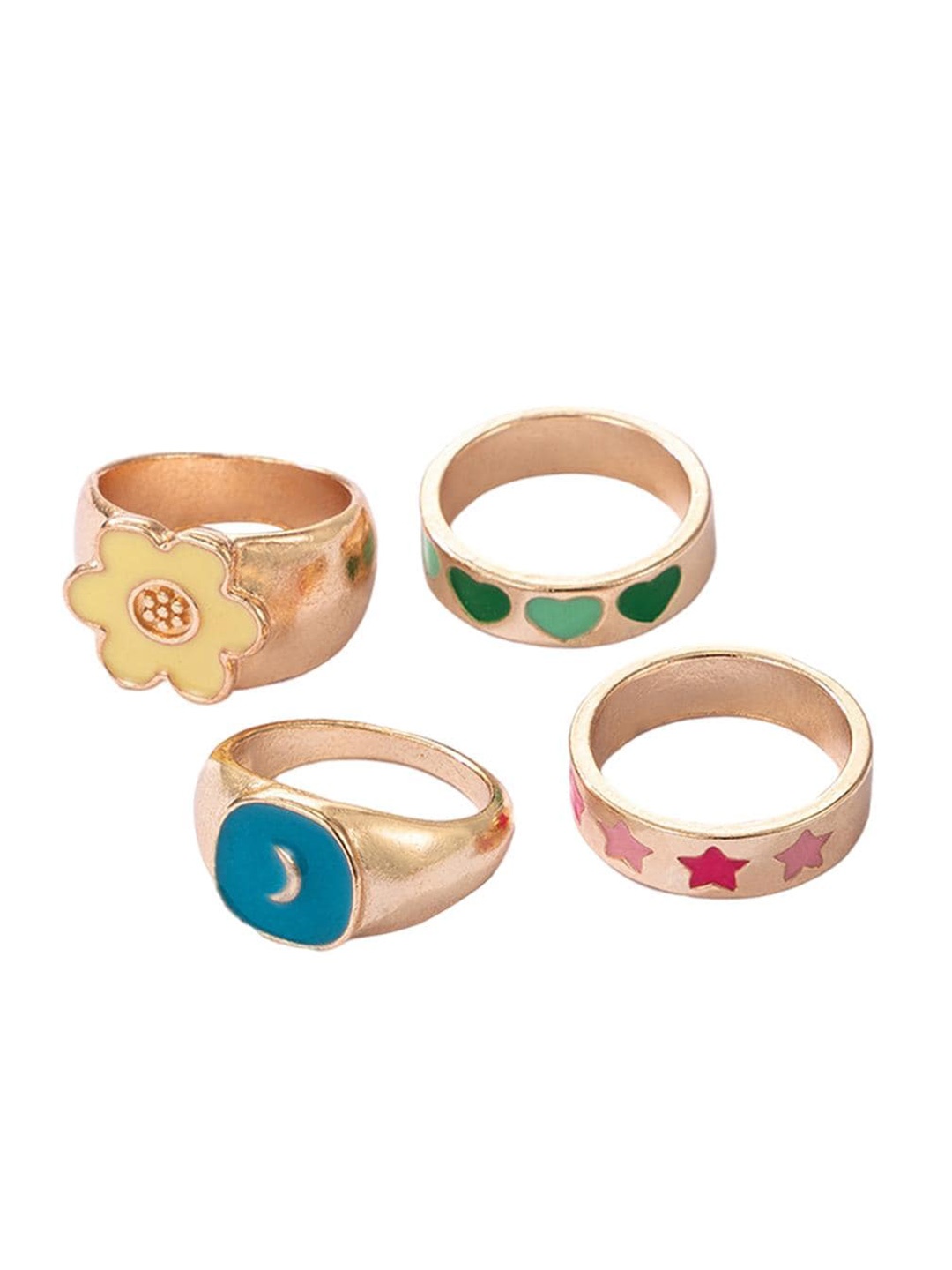 

Lyla Set Of 4 Finger Rings, Gold