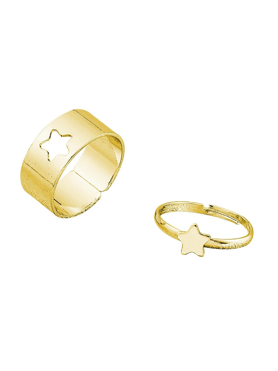

Lyla Set Of 2 Adjustable Finger Ring, Gold