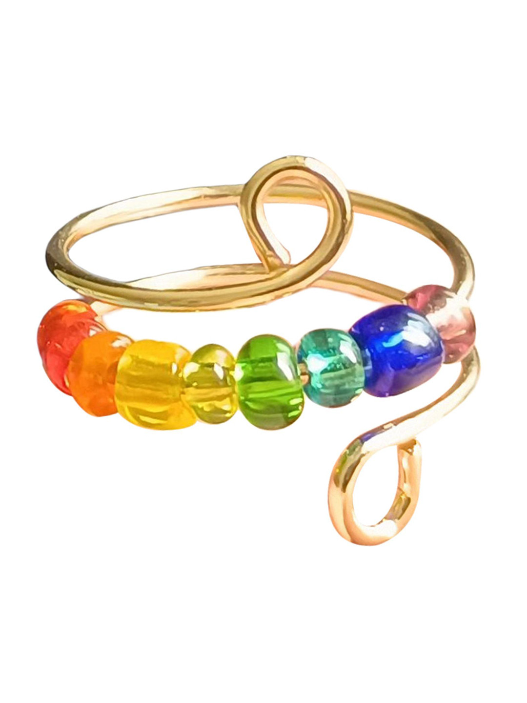 

Lyla Rainbow Beaded Finger Ring, Gold