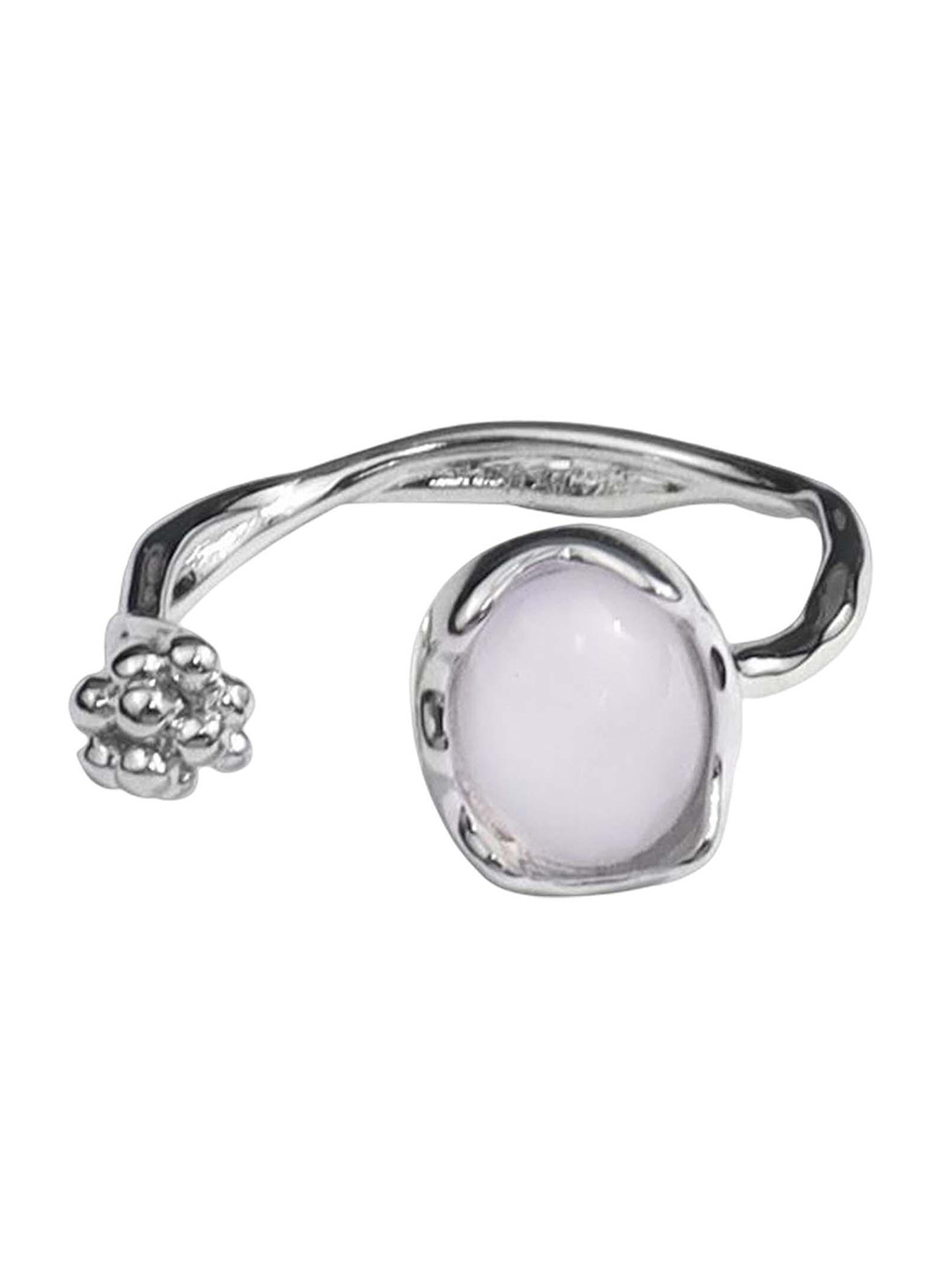 

Lyla Stone-Studded Adjustable Finger Ring, Silver
