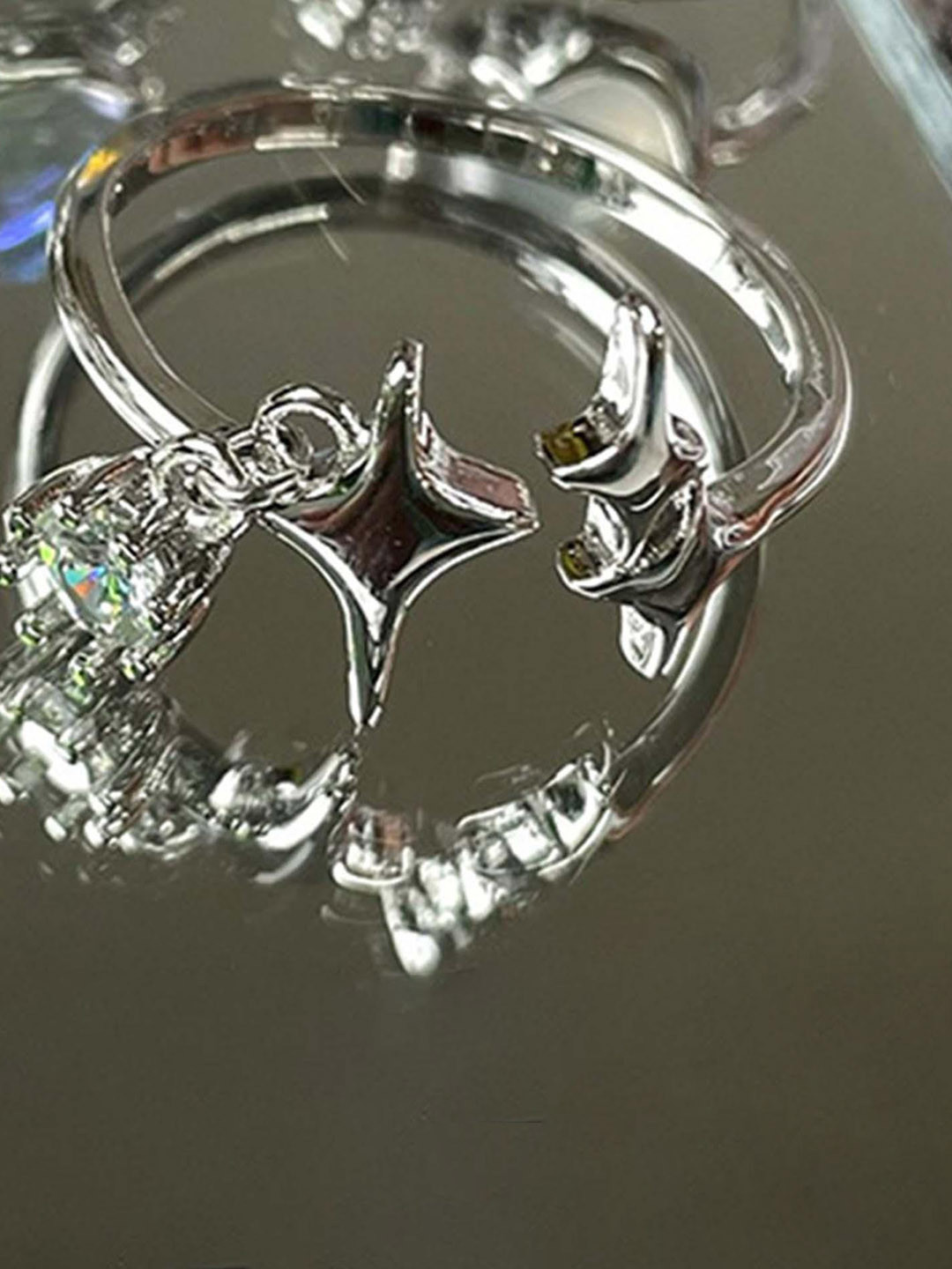 

Lyla Silver-Plated Stones Studded Open Finger Ring