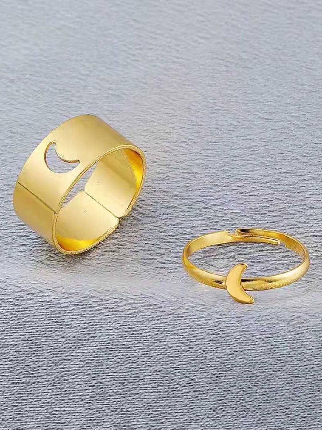 

Lyla Set Of 2 Moon Shaped Adjustable Finger Ring, Gold