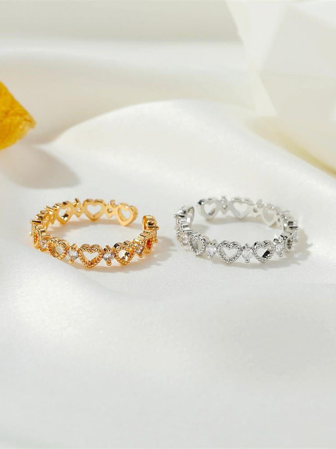 

Lyla Set Of 2 Adjustable Finger Rings, Silver