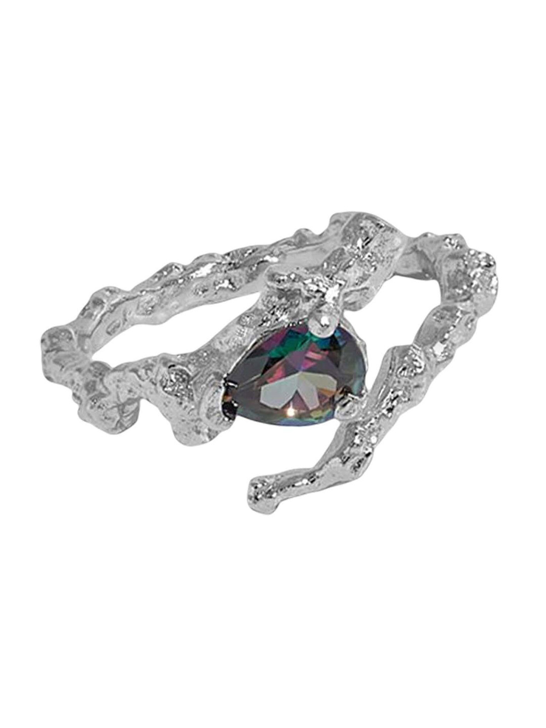 

Lyla Set Of 7 Stones-Studded Finger Rings, Silver