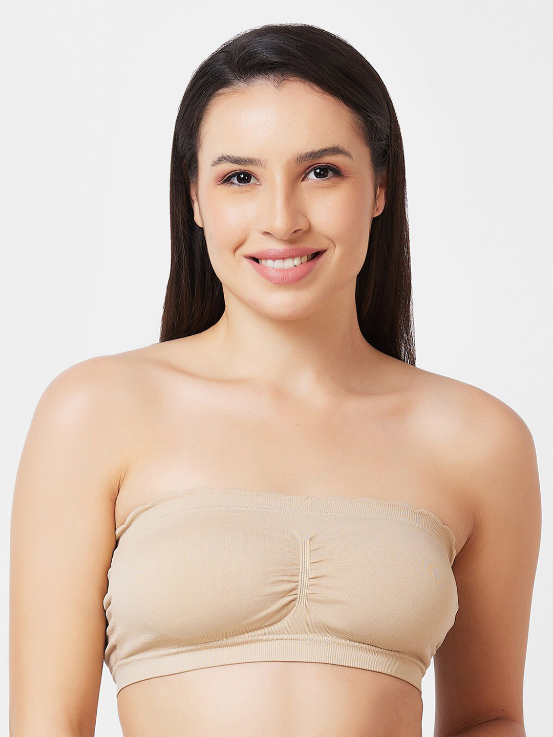 

NOIRA Half Coverage Lightly Padded Cotton Bandeau Bra With All Day Comfort, Beige