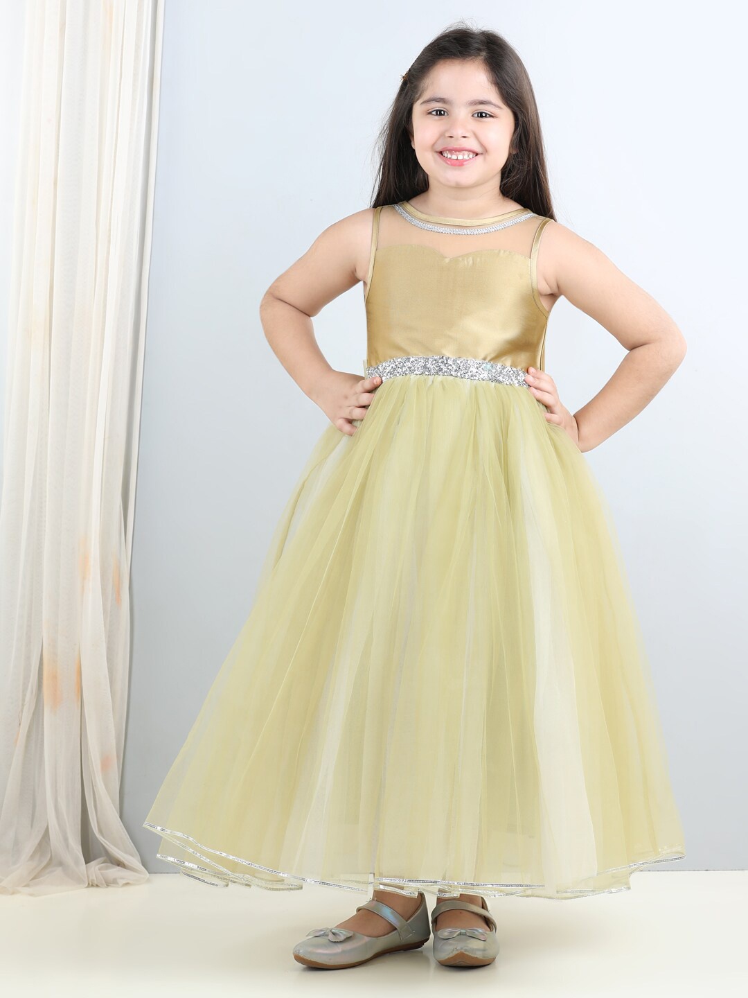 

Toy Balloon kids Girls Round Neck Sleeveless Fit & Flare Dress, Green