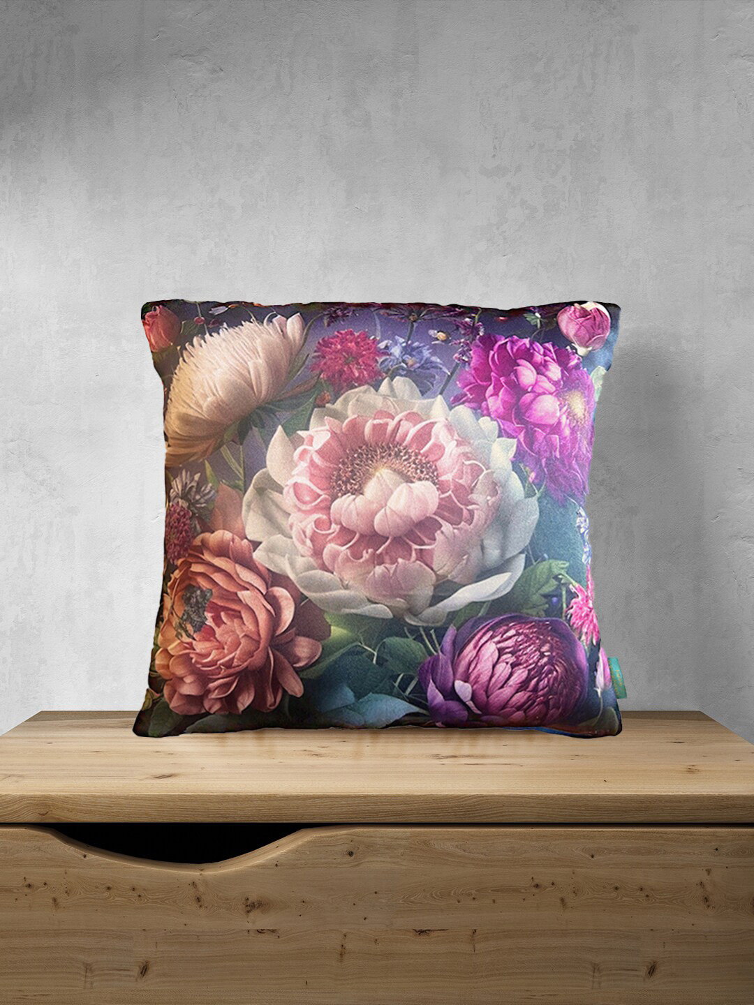 

Tasseled Home Grey & White Floral Satin Square Cushion Cover
