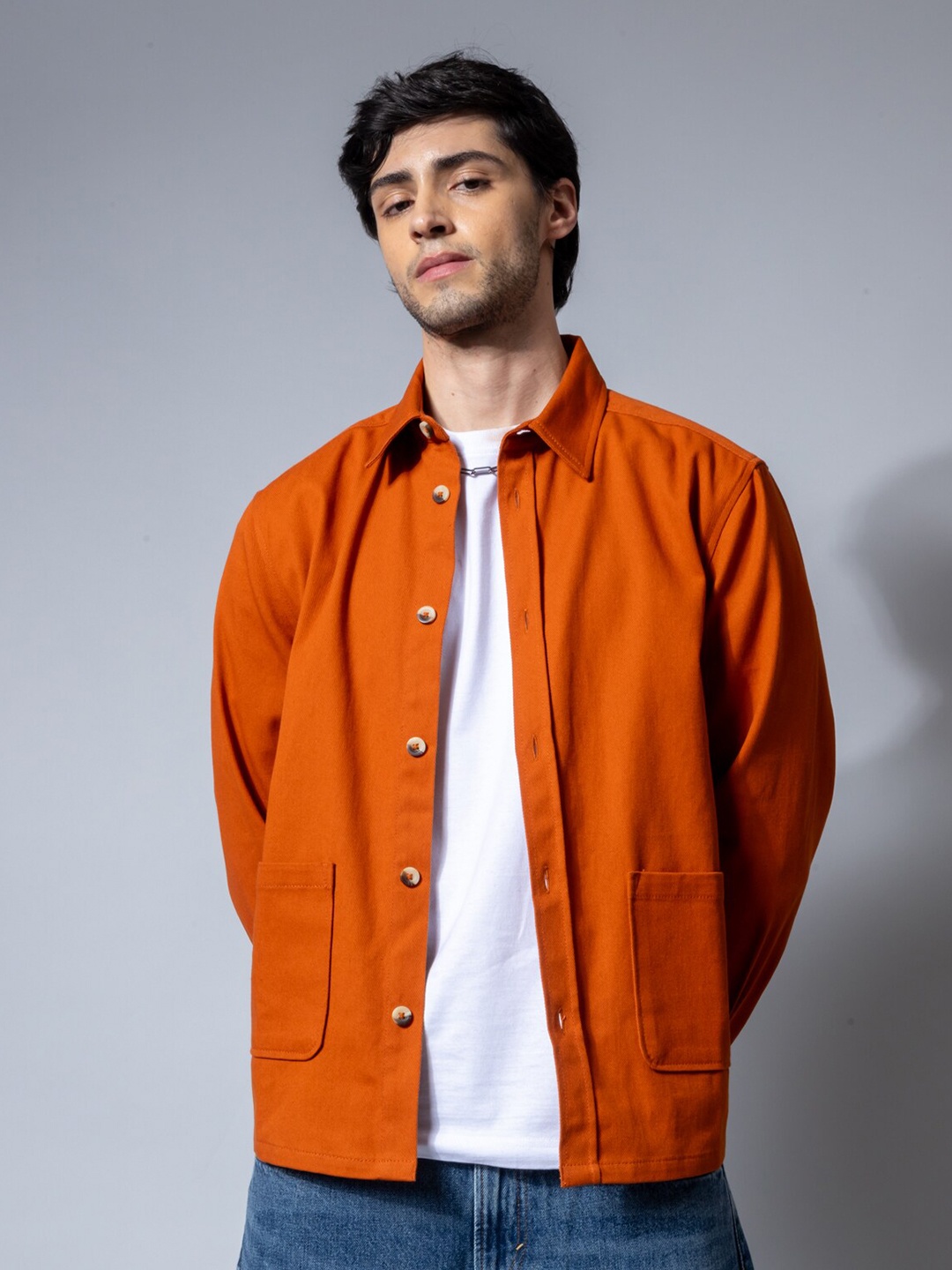 

H&M Cotton Shacket, Rust