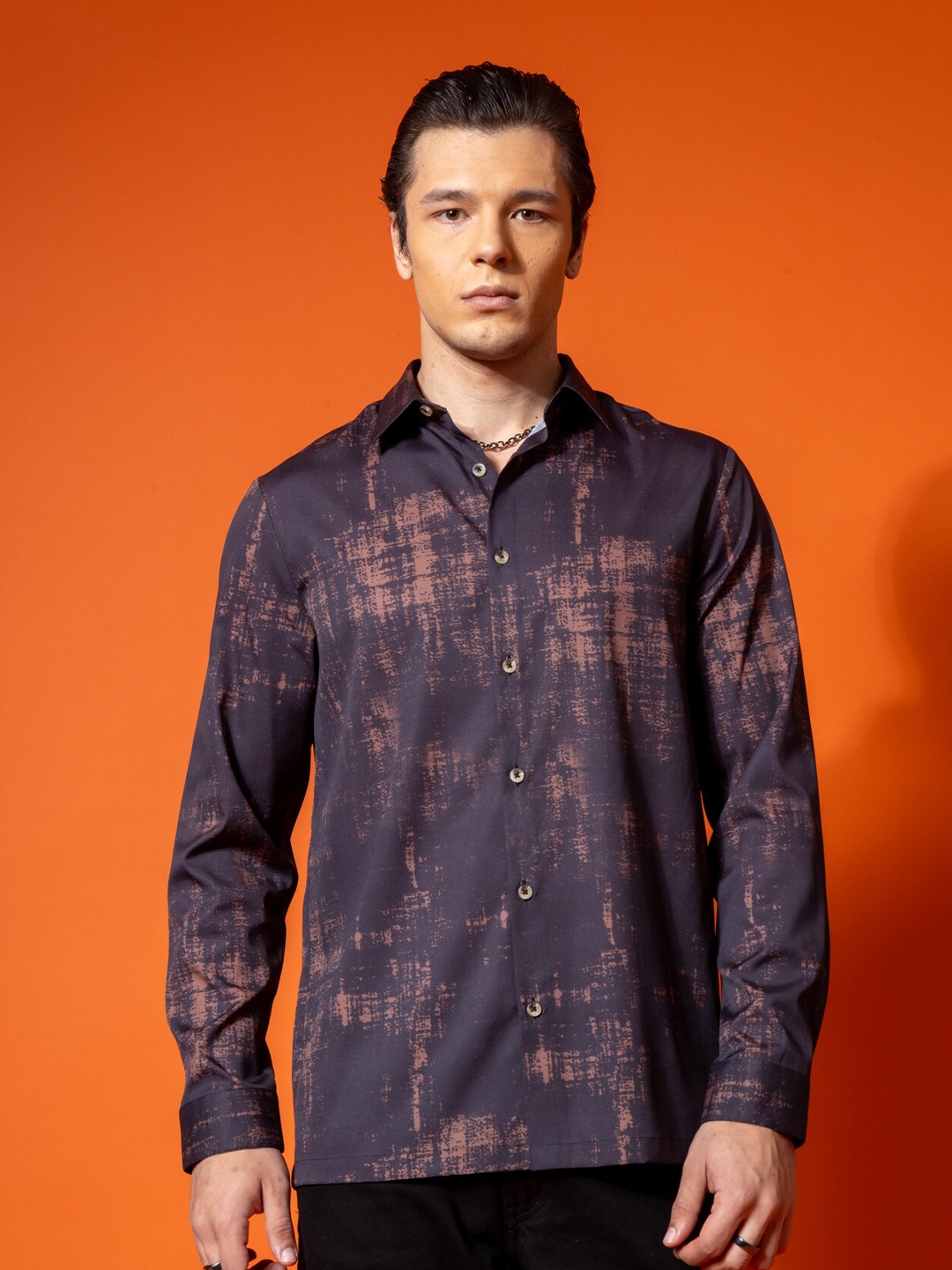 

H&M Full Sleeve Printed Shirt, Purple
