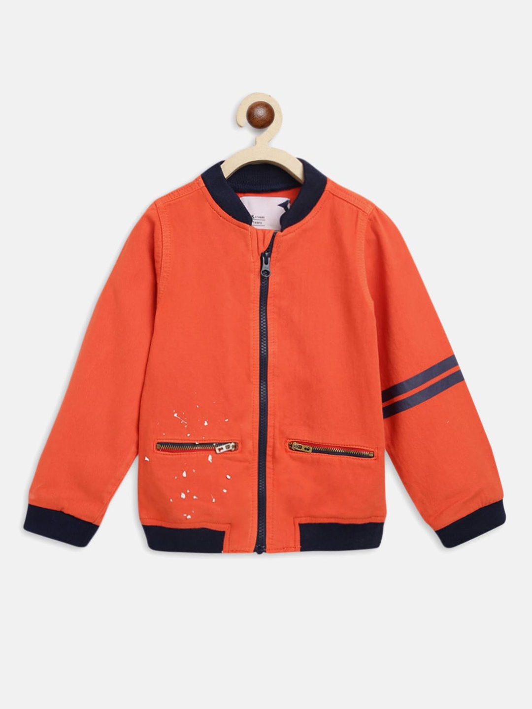 

TALES & STORIES Boys Striped Lightweight Cotton Bomber Jacket, Orange