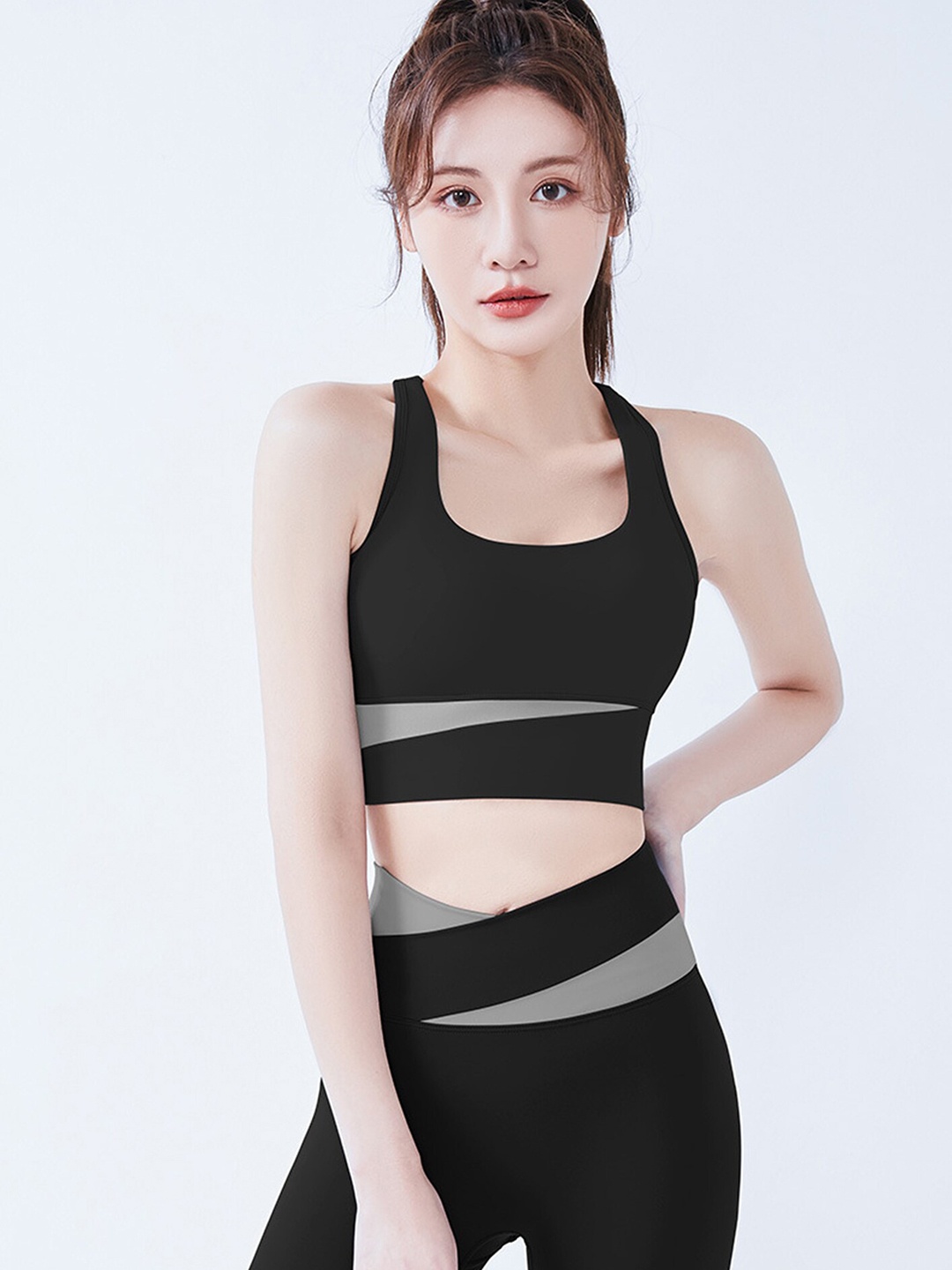 

LULU & SKY Colourblocked Crop Top With Shorts, Black