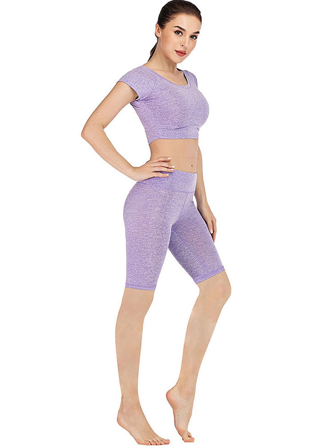 

LULU & SKY Round Neck Active Wear Tracksuits, Purple