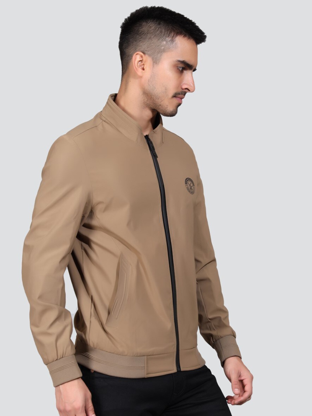 

YOUNG CLUB CLASSIC Mock Collar Bomber Jacket, Khaki
