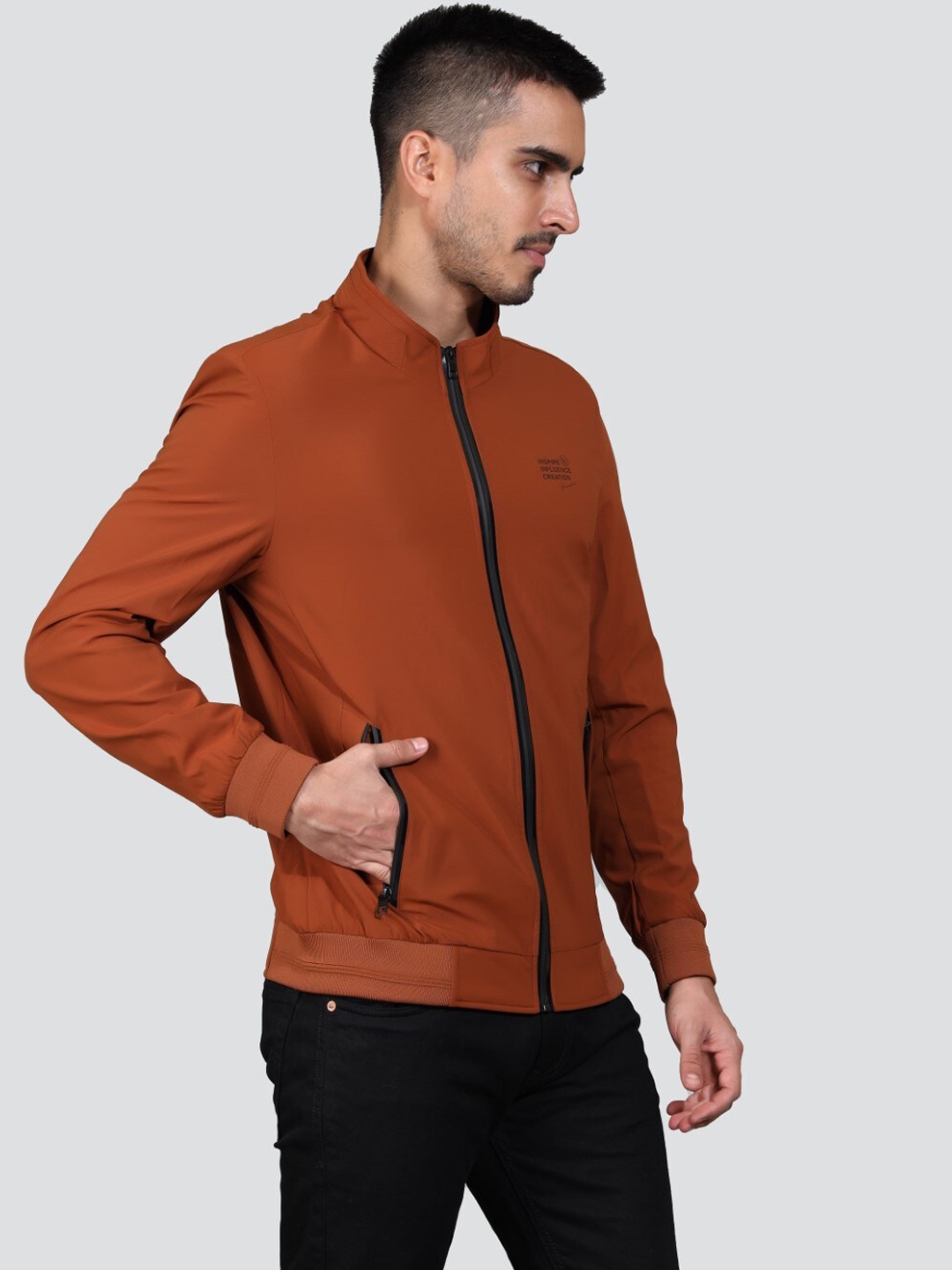 

YOUNG CLUB CLASSIC Mock Collar Bomber Jacket, Rust