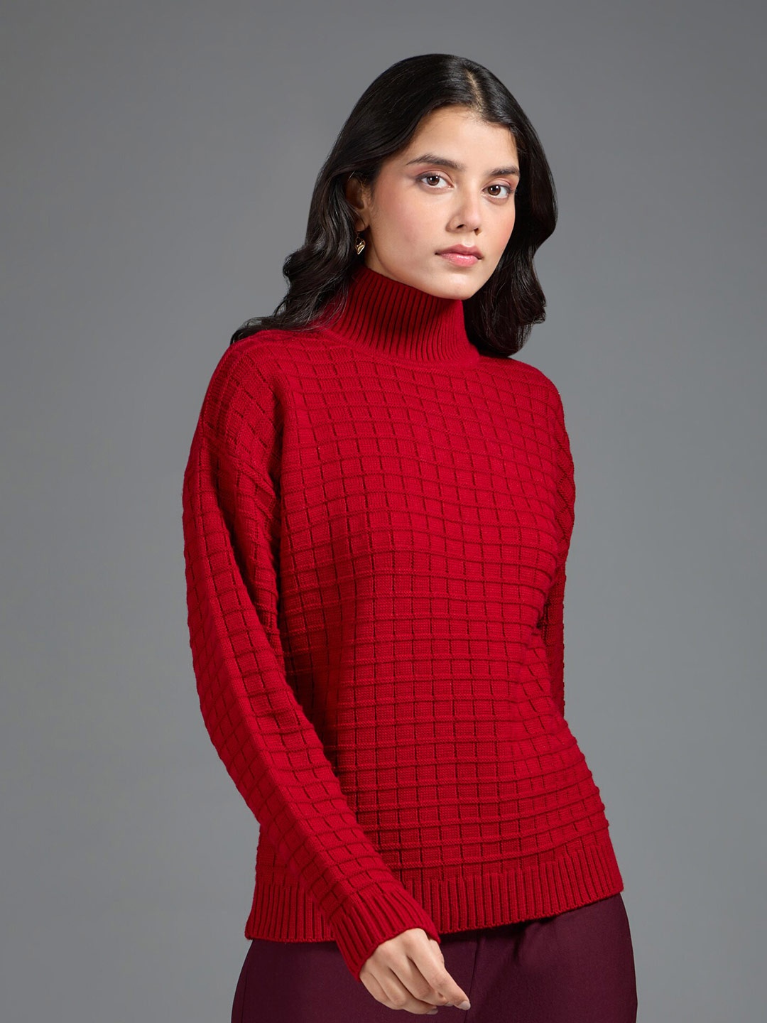

20Dresses Turtle Neck Cable Knit Pullover, Red
