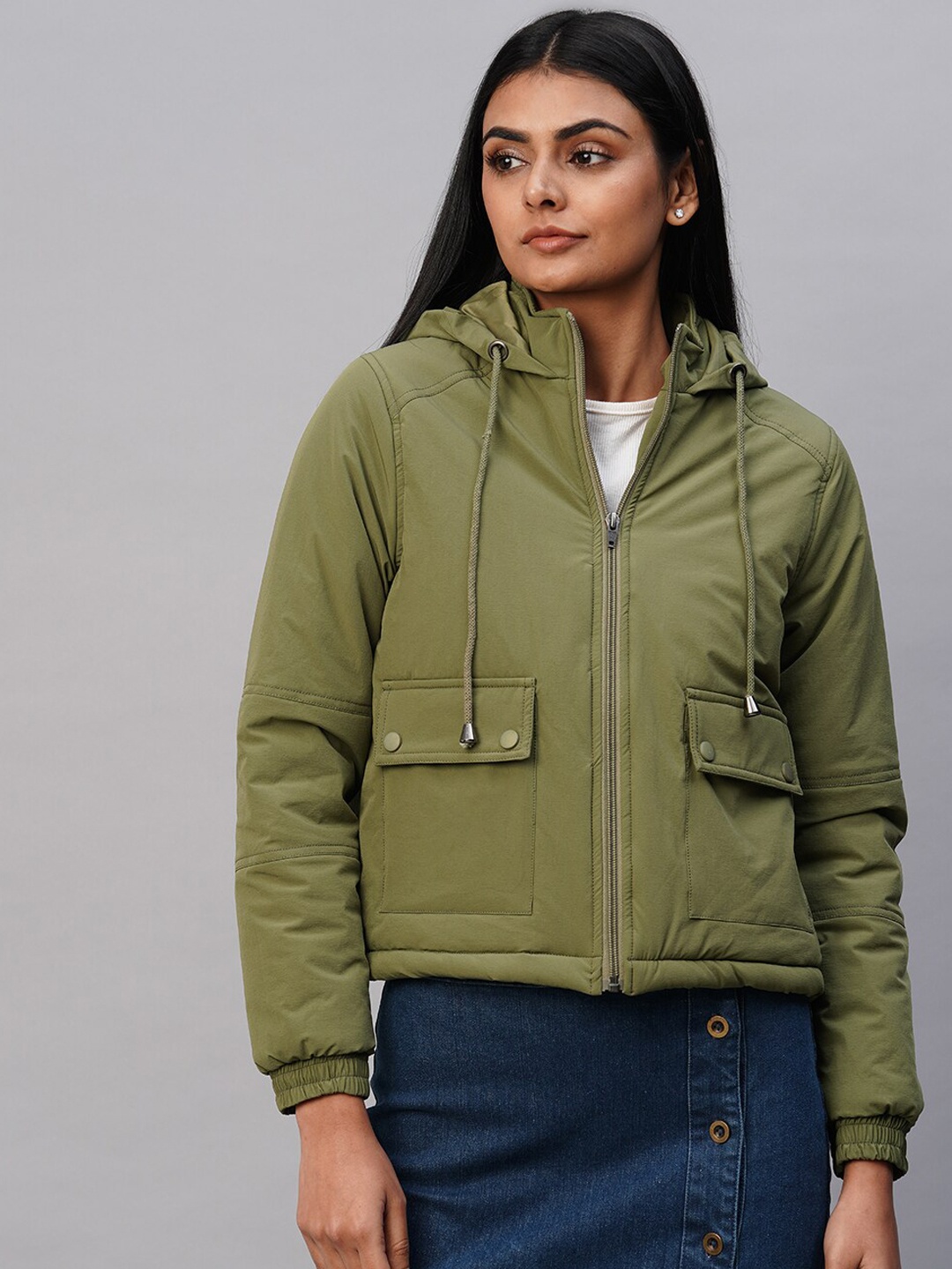 

Chemistry Hooded Bomber Jacket, Olive