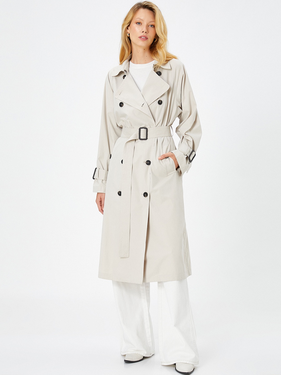 

Koton Single-Breasted Overcoat, Beige
