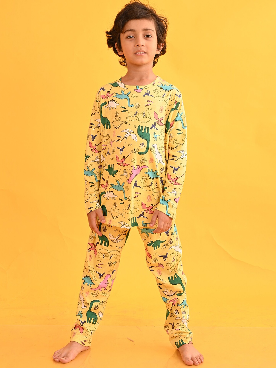 

Anthrilo Boys Conversational Printed Night suit, Yellow