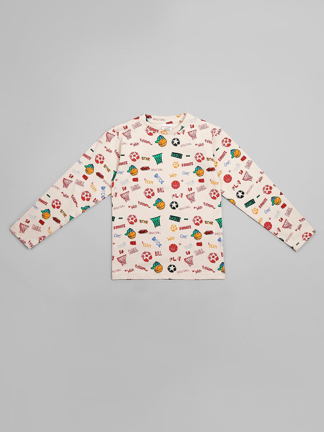 

RAINE AND JAINE Boys Graphic Printed Cotton T-shirt, Off white