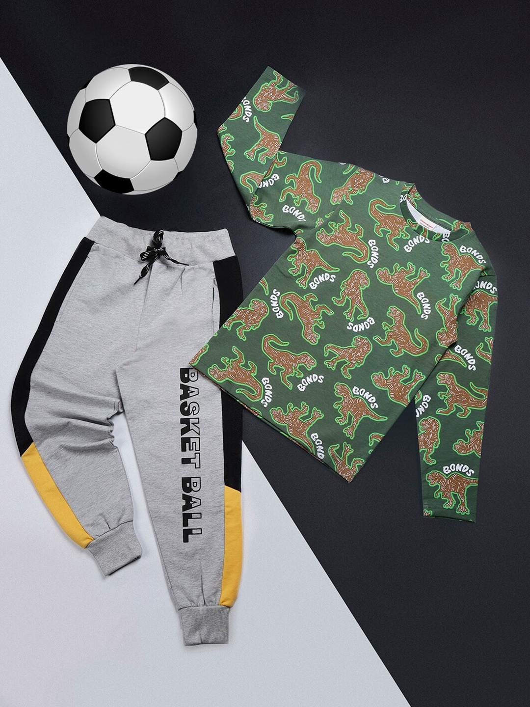 

RAINE AND JAINE Boys Printed Cotton T-shirt with Pyjamas, Green