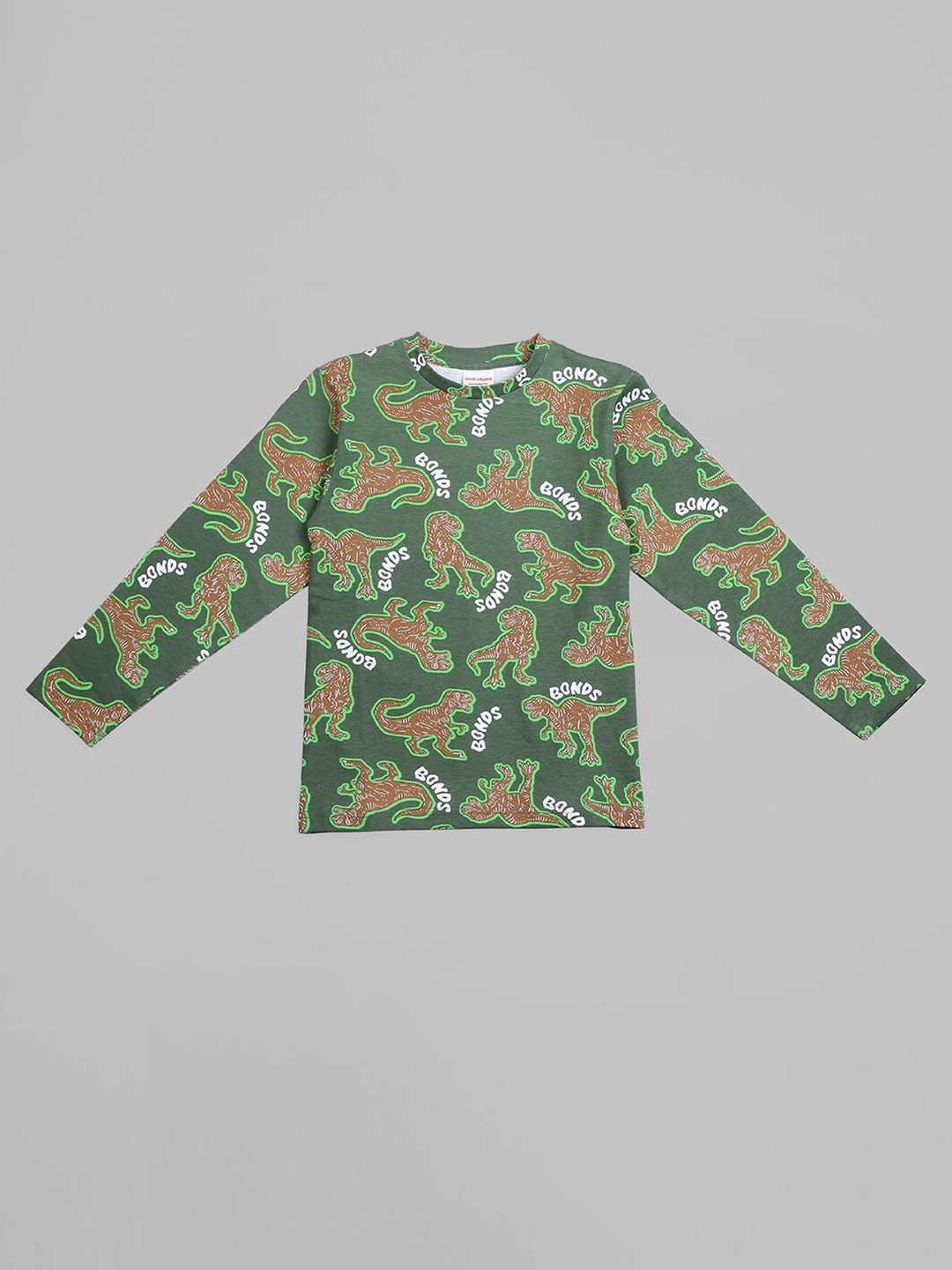 

RAINE AND JAINE Boys Printed Long Sleeves Cotton T-shirt, Green