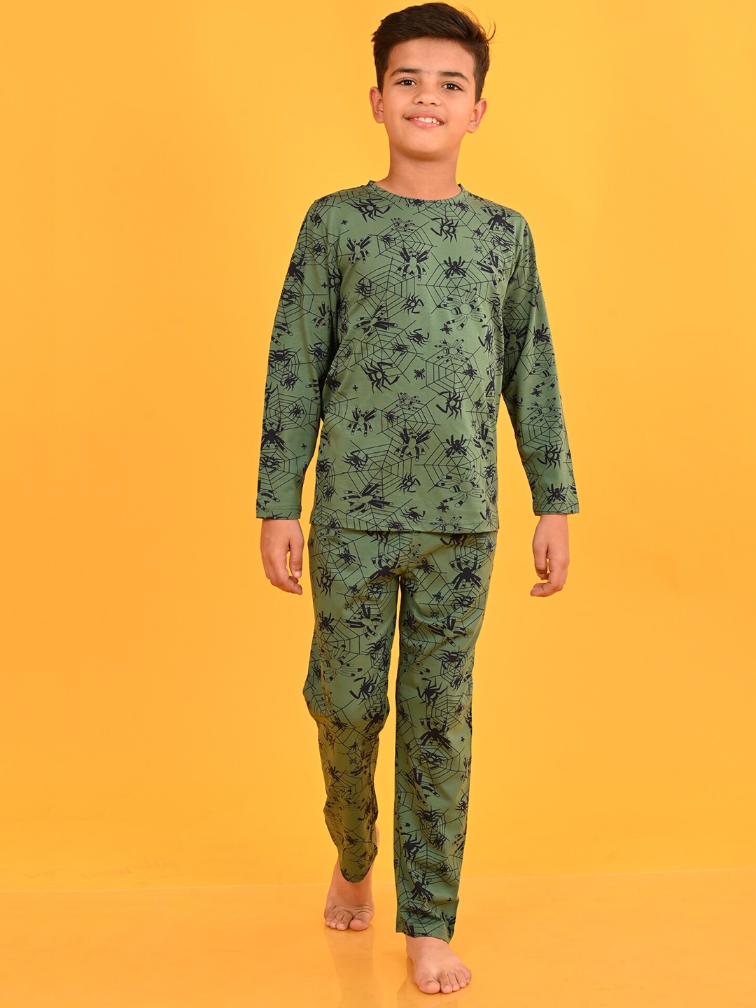 

Anthrilo Boys Conversational Printed Night suit, Green