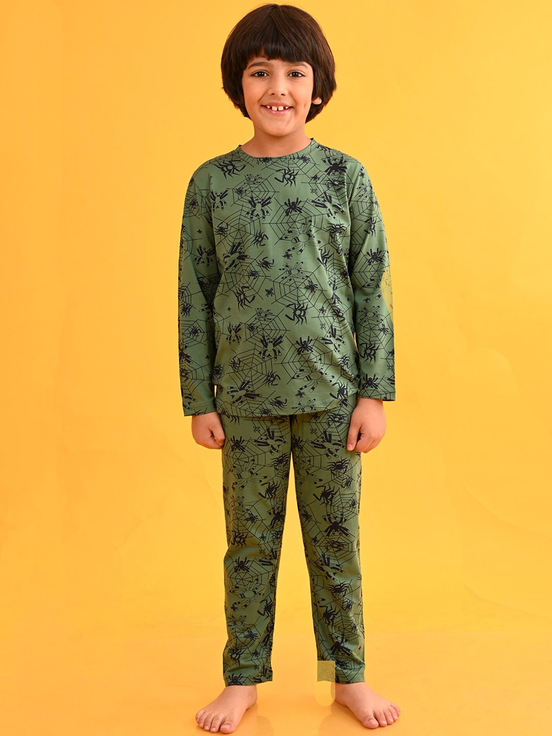 

Anthrilo Boys Conversational Printed Night suit, Green