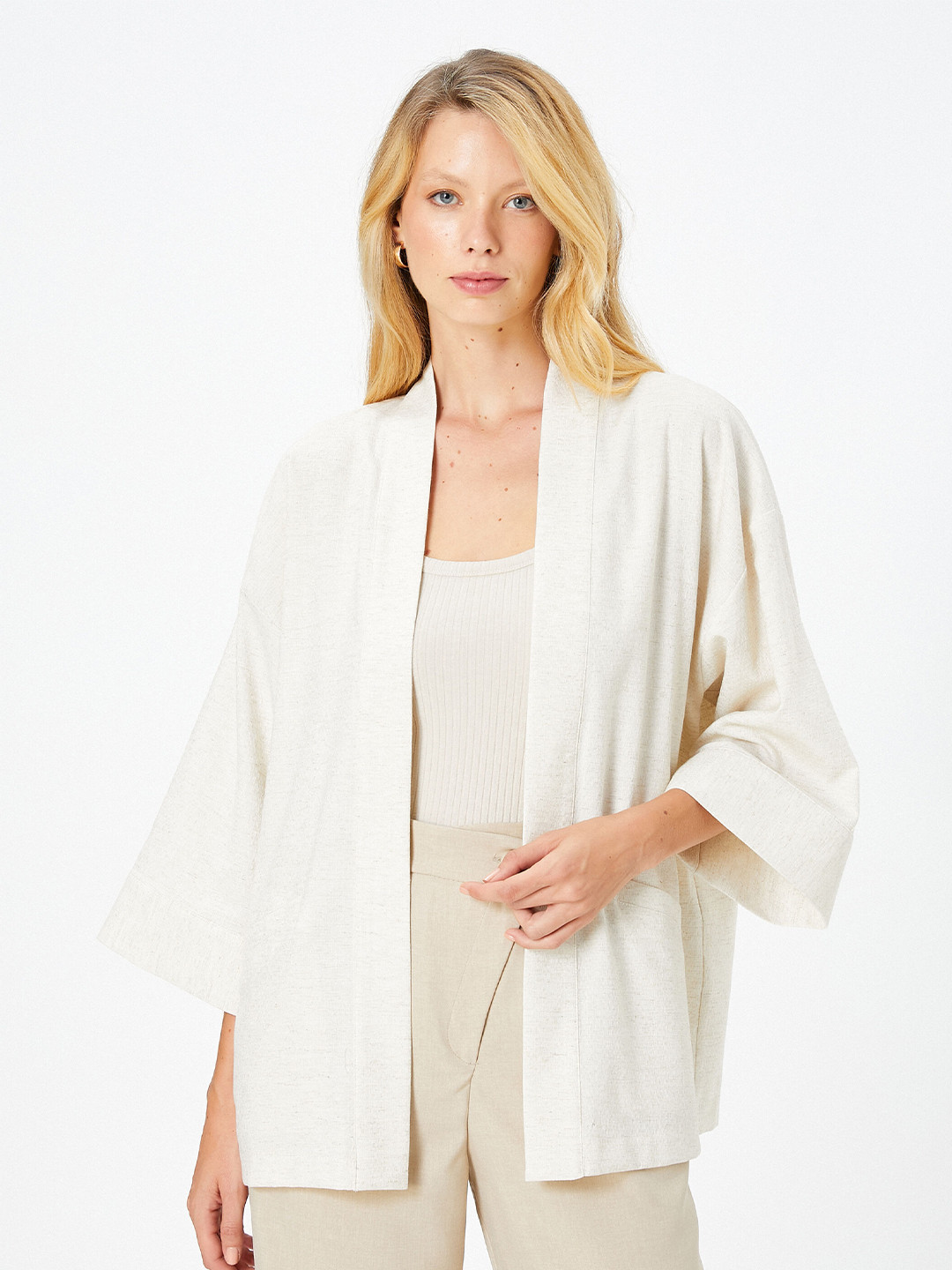 

Koton Three-Quarter Sleeves Cardigan, Cream