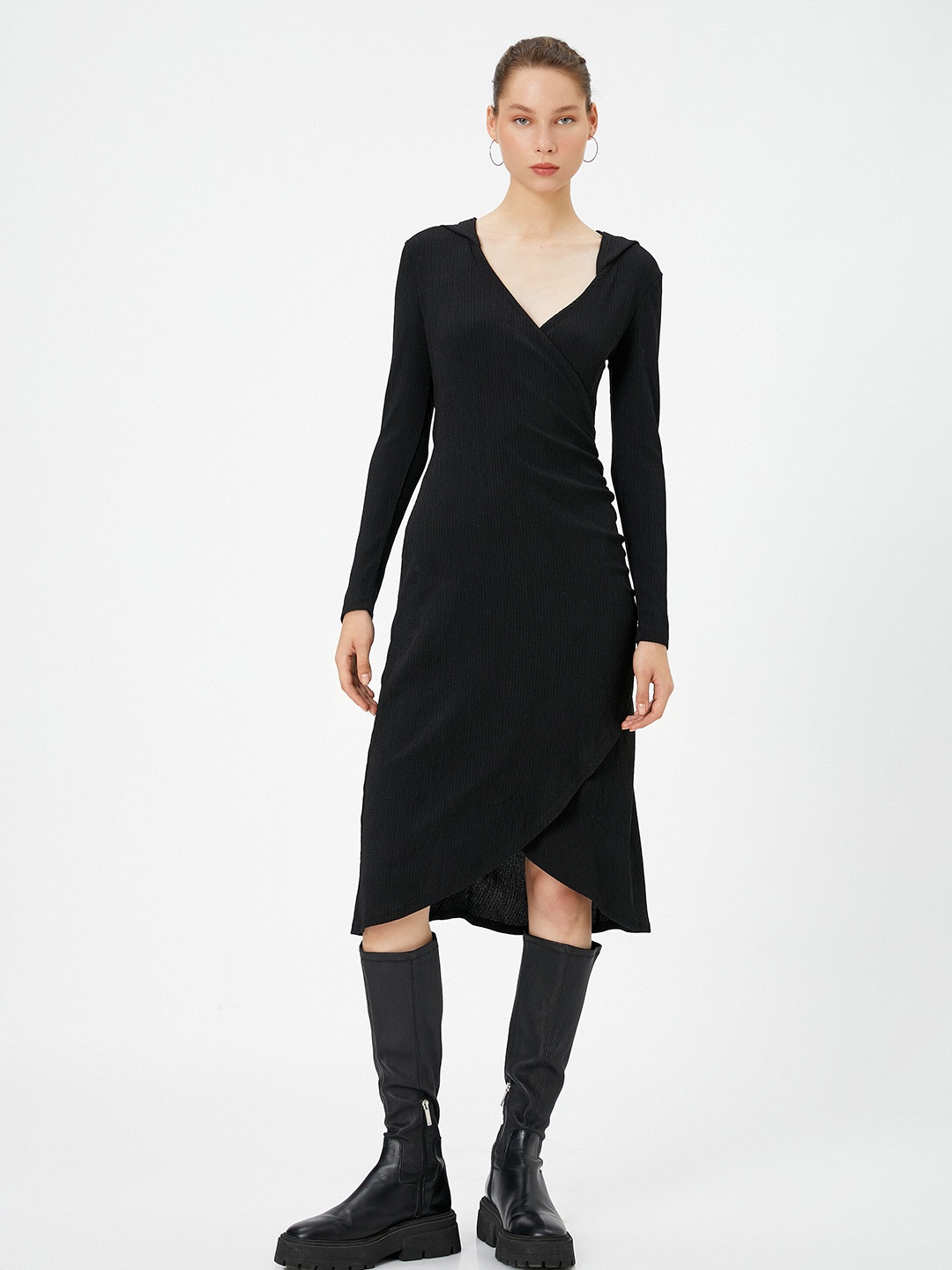 

Koton V Neck A Line Dress, Black