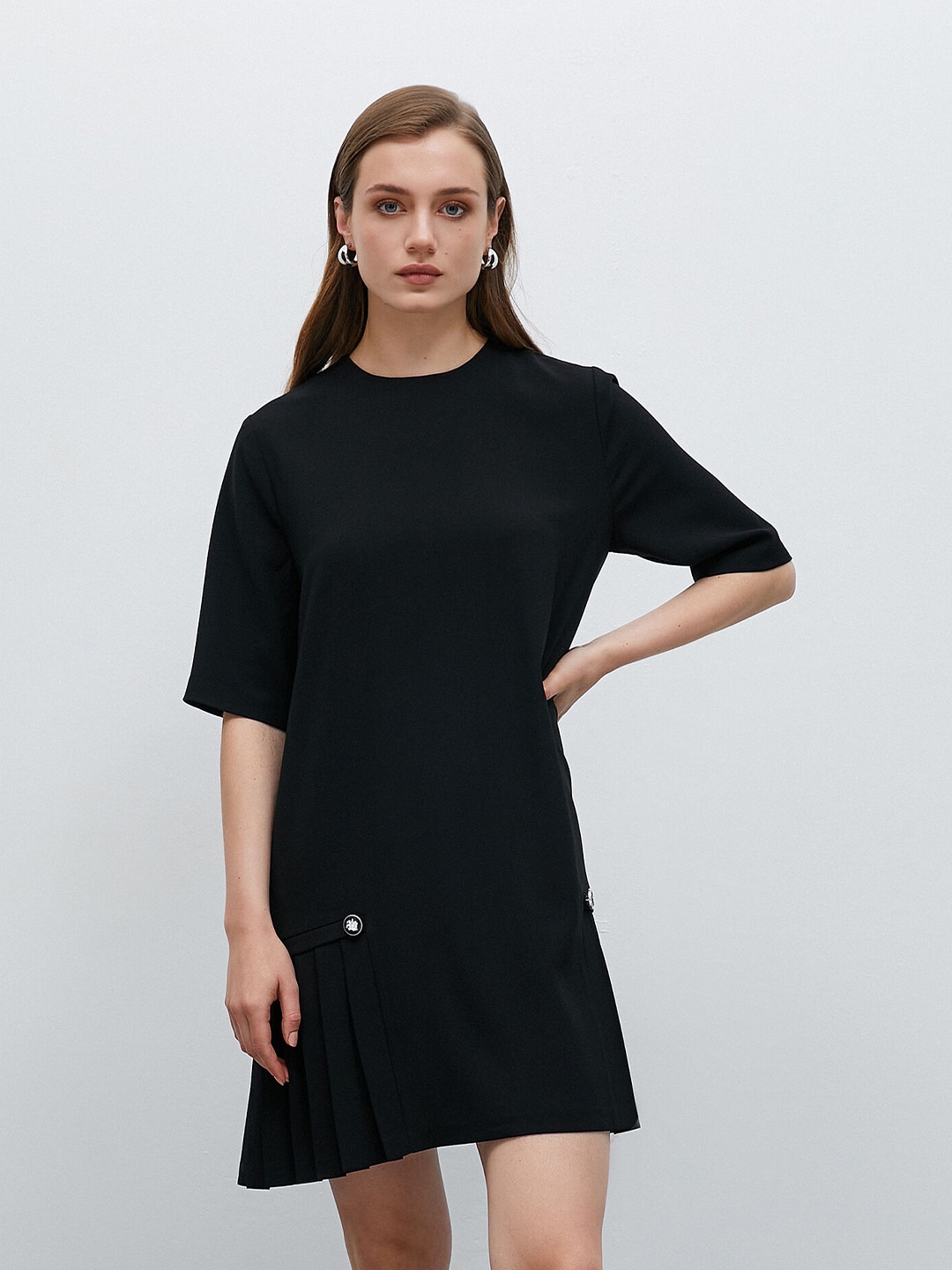 

Koton Round Neck A-Line Dress, Black